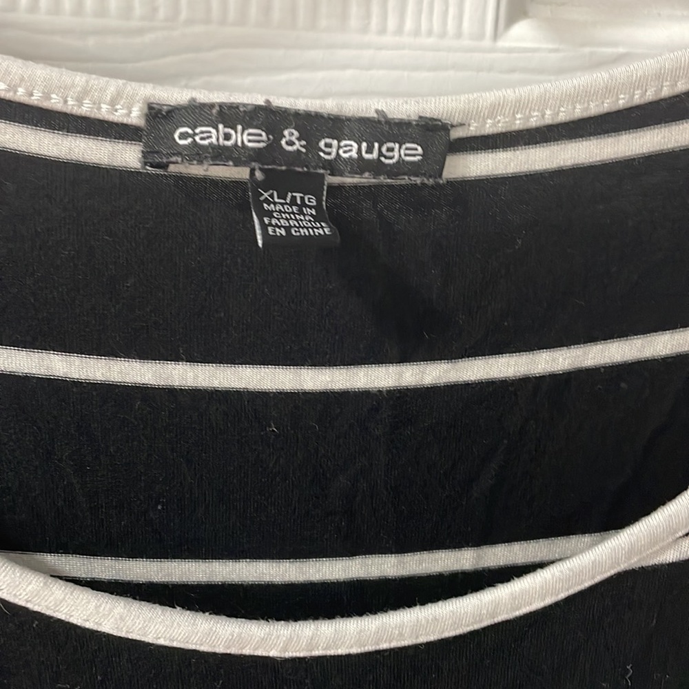 Cable & Gauge Striped Ruffle Sleeve Top - Picture 3 of 6